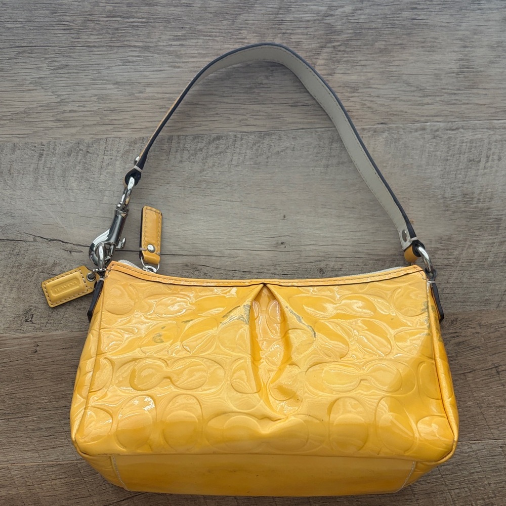Coach Embossed Yellow Shoulder Bag